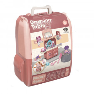 Set joaca rol frumusete Rucsac, accesorii si clame, feohn, perie par, 40 piese - Img 5