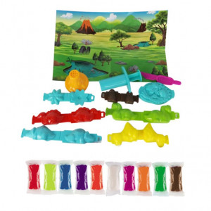 Set Plastilina Inteligenta Magic Dough "Lumea Dinozaurilor", 10Culori, Modelatoare, Ustensile, Multicolor - Img 6