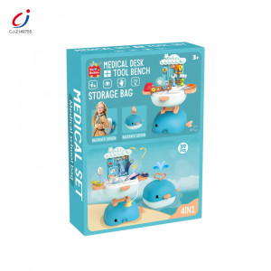 Jucarie de rol, trusa de doctor 4 in1 tip rucsac, geanta si birou "Balena Minunata", 39 accesorii incluse, portabil, bleu - Img 12
