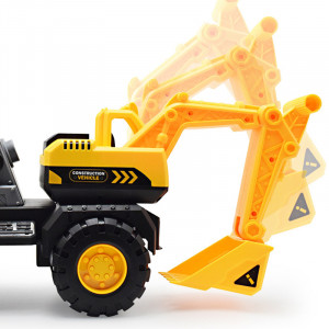Masinuta Buldoexcavator pentru copii, Galbena, cu frictiune 23 cm - Img 6