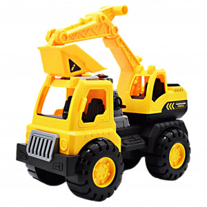 Masinuta Buldoexcavator pentru copii, Galbena, cu frictiune 23 cm - Img 7