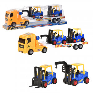 Set 3 masinute, Camion cu frictiune si 2 x mini masini, cabina galbena - Img 6