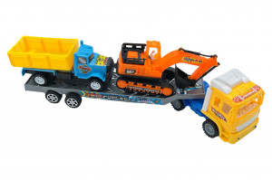 Set 3 Masinute, Camion Trailer cu capota galbena, Masinuta, Macara, Multicolor - Img 4