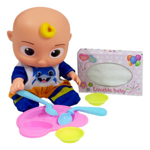 Set Bebelus cu accesorii si haine, Albastru