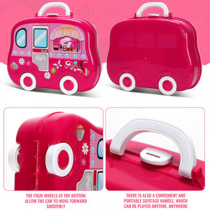 Set joaca rol frumusete "Geanta autobuz ", bijuterii, rujuri, feohn, perie par si alte accesorii incluse - Img 11