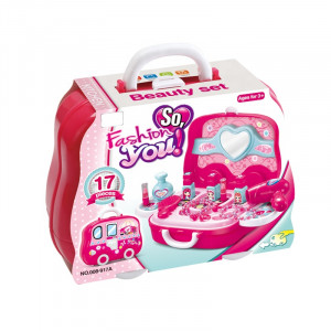 Set joaca rol frumusete "Geanta autobuz ", bijuterii, rujuri, feohn, perie par si alte accesorii incluse - Img 17
