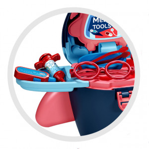 Set jucarie de rol, Mini Trusa medicala Asistenta Doctor, Avionul Medical, Albastru - Img 4