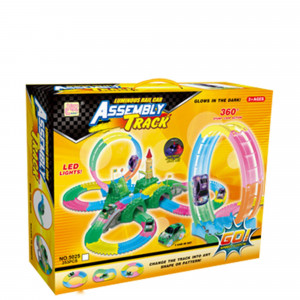Set Masinute, Pista flexibila,157 Piese Neon lumineaza in intuneric - Img 10