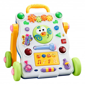 Carucior de muzica pentru copii, muzica si lumini Baby WALKER, Multicolor - Img 3