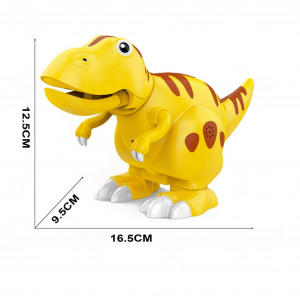 Dinozaur Tyrannosaurus Rex, lumini, sunete si miscari realiste, functie de inregistrare, atingeri melodii, galben - Img 5