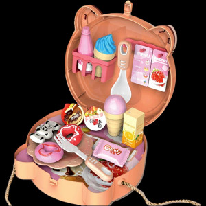 Jucarie de rol, Mini Geanta de umar pentru fetite, Pisicuta "Statia de desert", 15 accesorii i food incluse - Img 4