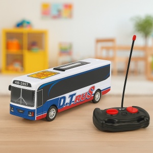 Masinuta Autobuz cu telecomanda, muzica si lumini, scara 1:30, Alb - Img 4