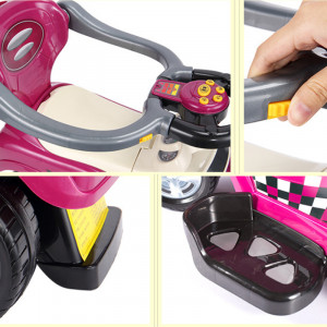 Masinuta copii si bebe MANINI, 3in1, cu melodii, maner de impins pentru parinti, bara de protectie, design modern, Mov - Img 2