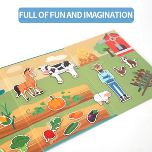 Puzzle magnetic "Viata la ferma", animalute, legume si fermier, alte accesorii incluse - Img 4