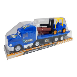 Set 2 masinute,1 X Tractor inertial, 1 x,motostivuitor cu lemne, cabina albastru - Img 6
