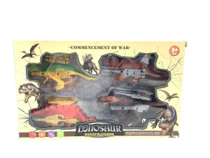 Set 4 Figurine Dinozaur, Medii blindati cu arme tip military, Multicolor - Img 11