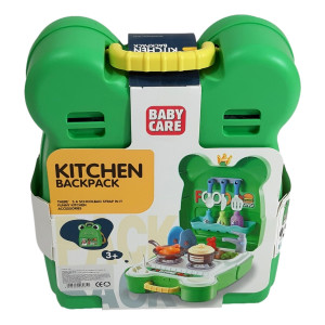 Set joaca rol, Bucatarie tip Ghiozdan, forma broscuta, accesorii incluse, Verde - Img 11