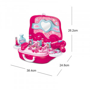 Set joaca rol frumusete "Geanta autobuz ", bijuterii, rujuri, feohn, perie par si alte accesorii incluse - Img 18