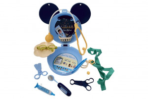 Set joaca rol, Mini Trusa Asistenta Doctor, tip geanta de umar forma Mickey, 16 accesorii multiple, Albastru - Img 7