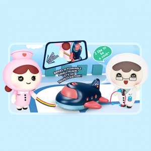 Set jucarie de rol, Mini Trusa medicala Asistenta Doctor, Avionul Medical, Albastru - Img 5