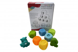 Set jucarii interactive si educative din silicon, Cuburi 8 piese, pentru dentitia bebelusilor, varsta +6 luni, multicolor - Img 13