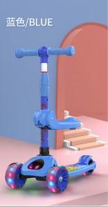 Tricicleta MANINI 3in1 (se poate tansforma in Trotineta si Skateboard), roti iluminate, Led, Bleu - Img 7