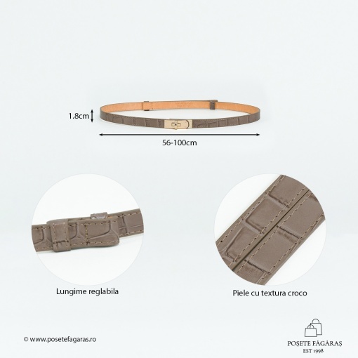 Curea Piele Croco - TAUPE - Img 2