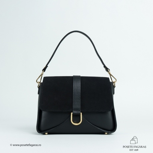 Poseta Ava - Piele Intoarsa - NEGRU - Img 2