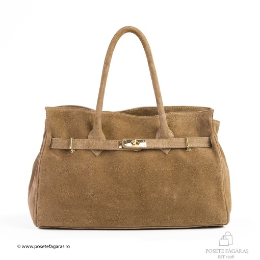 Poseta Celina - Piele Intoarsa TAUPE - DESCHIS - Img 2