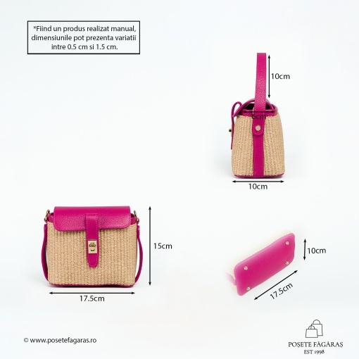 Poseta Linda - Piele &amp; Rafie - FUCSIA - Img 5