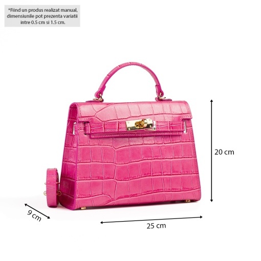 Poseta Piele Thea Croco - FUCSIA - Img 5