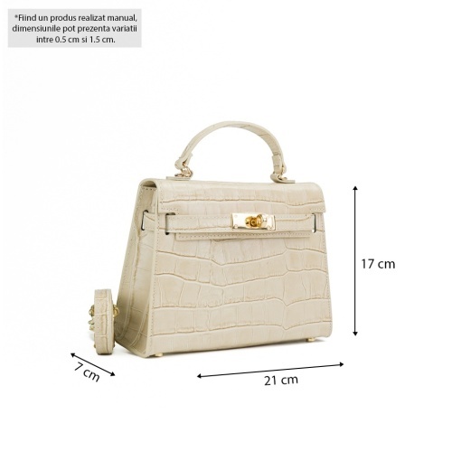 Poseta Piele Thea Croco Mini - BEJ - Img 5