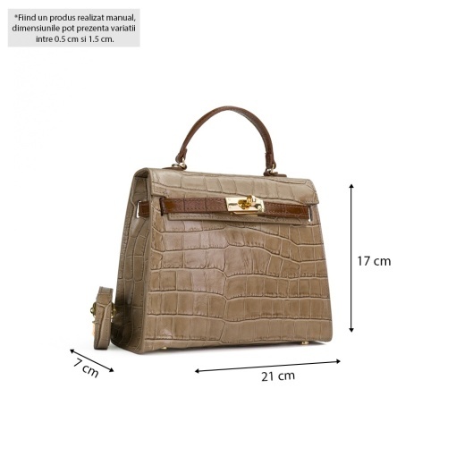 Poseta Piele Thea Croco Mini - CREM-CONIAC - Img 5