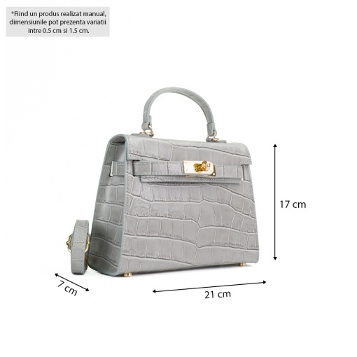 Poseta Piele Thea Croco Mini - GRI - Img 5