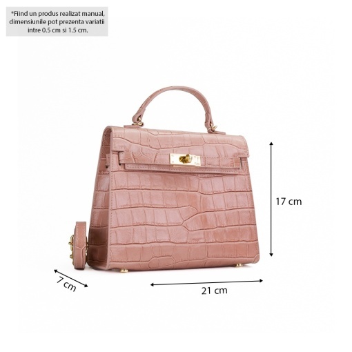 Poseta Piele Thea Croco Mini - PIERSICA - Img 5