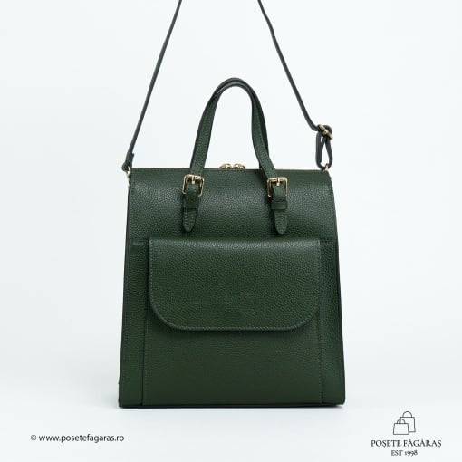 Rucsac Piele Alessa - VERDE INCHIS - Img 2