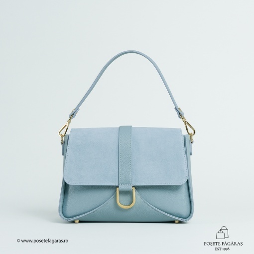 Poseta Ava - Piele Intoarsa - BLEU - Img 2