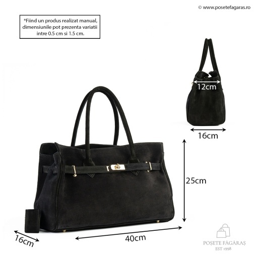 Poseta Celina - Piele Intoarsa NEGRU - Img 5