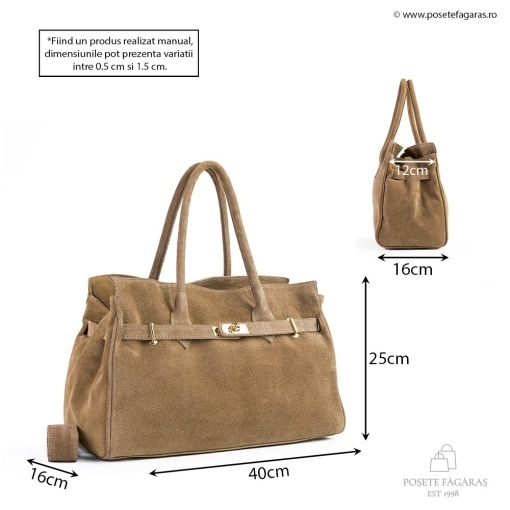 Poseta Celina - Piele Intoarsa TAUPE - DESCHIS - Img 5