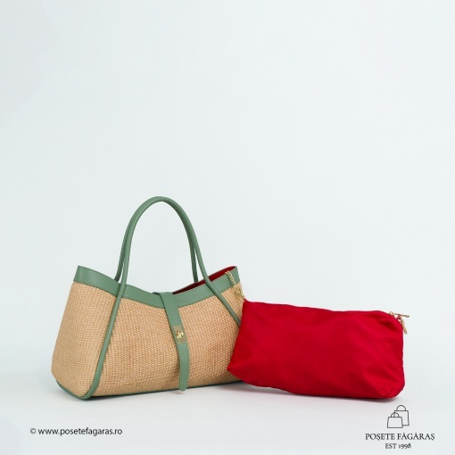 Poseta Lima - Piele &amp; Rafie - MENTA - Img 4