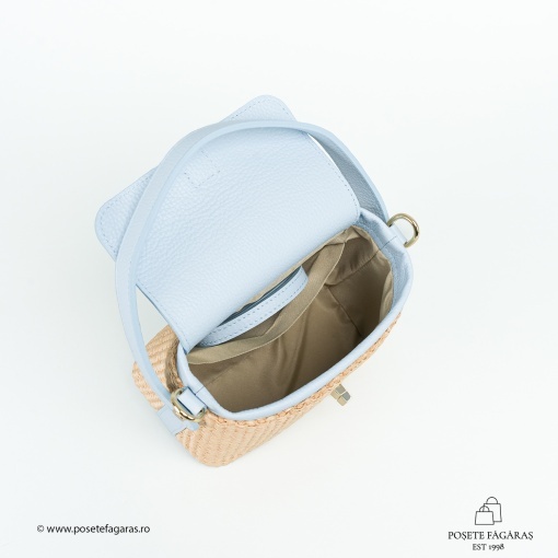 Poseta Linda - Piele &amp; Rafie - BLEU - Img 4