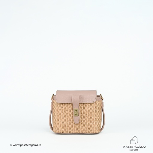 Poseta Linda - Piele &amp; Rafie - ROZ-PUDRA - Img 2
