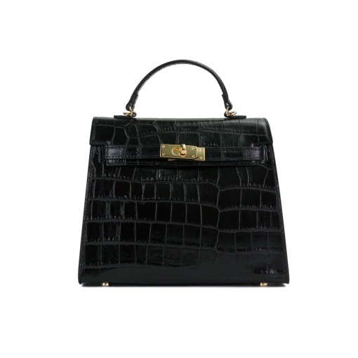 Poseta Piele Thea Croco - NEGRU - Img 2