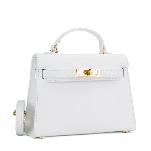 Poseta Piele Thea Slim - ALB-SIMPLU