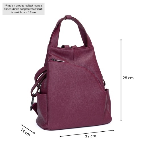 Rucsac Piele Charlene - FUCSIA-INCHIS - Img 4