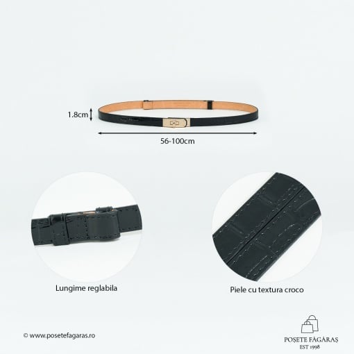 Curea Piele Croco - NEGRU - Img 2