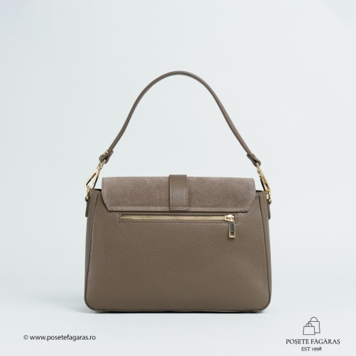 Poseta Ava - Piele Intoarsa - TAUPE - Img 3