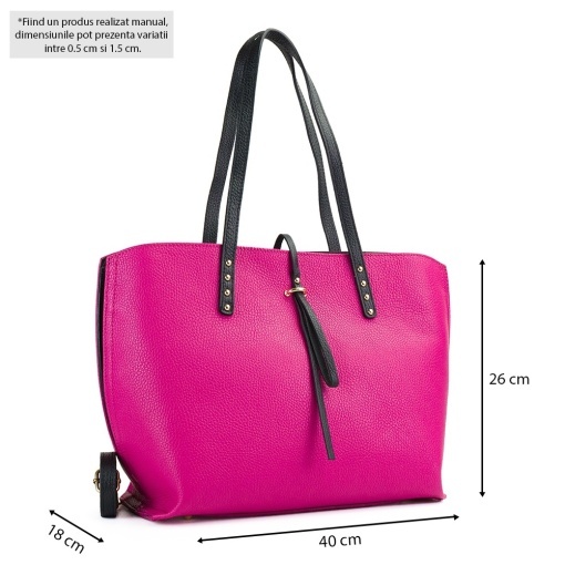 Poseta Piele Isabelle - FUCSIA-NEGRU - Img 5