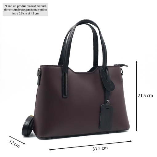 Poseta Piele Mini Michelle - BORDO-NEGRU - Img 5
