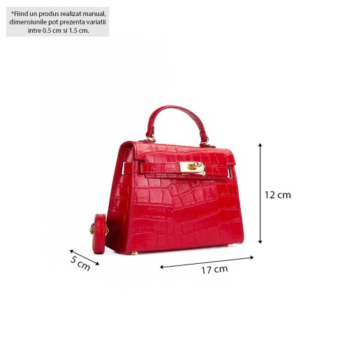 Poseta Piele Thea Croco Baby - ROSU - Img 5